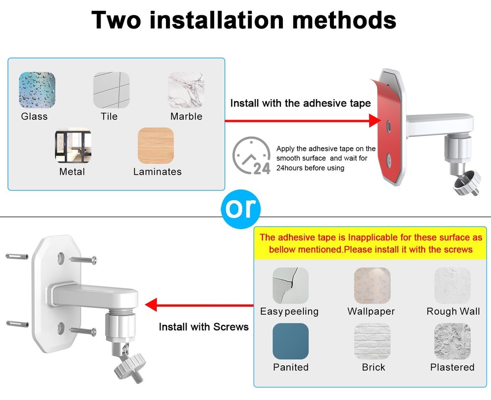 2Pack Adjustable Wall Mount Bracket Compatible with Ring Stick Up Cam & Ring ...
