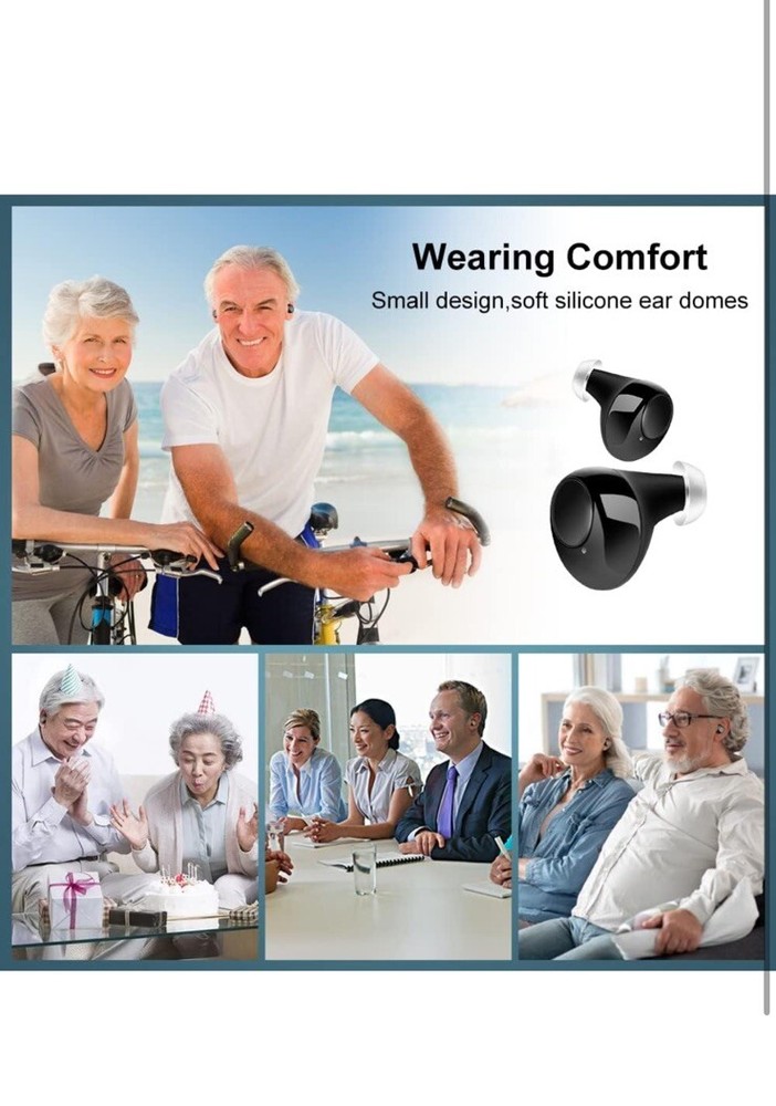 Pair Rechargeable Hearing Amplifier ITE with Charging Box