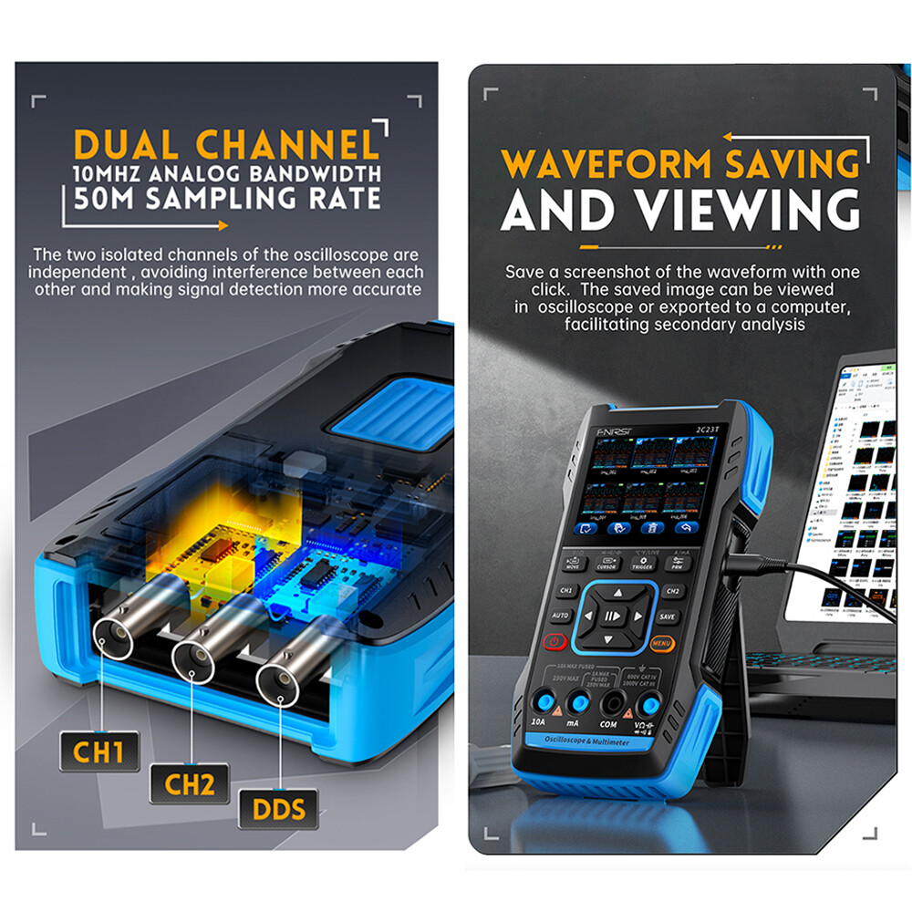 FNIRSI 2C23T Handheld Digital Oscilloscope Multimeter+ Function Signal Generator
