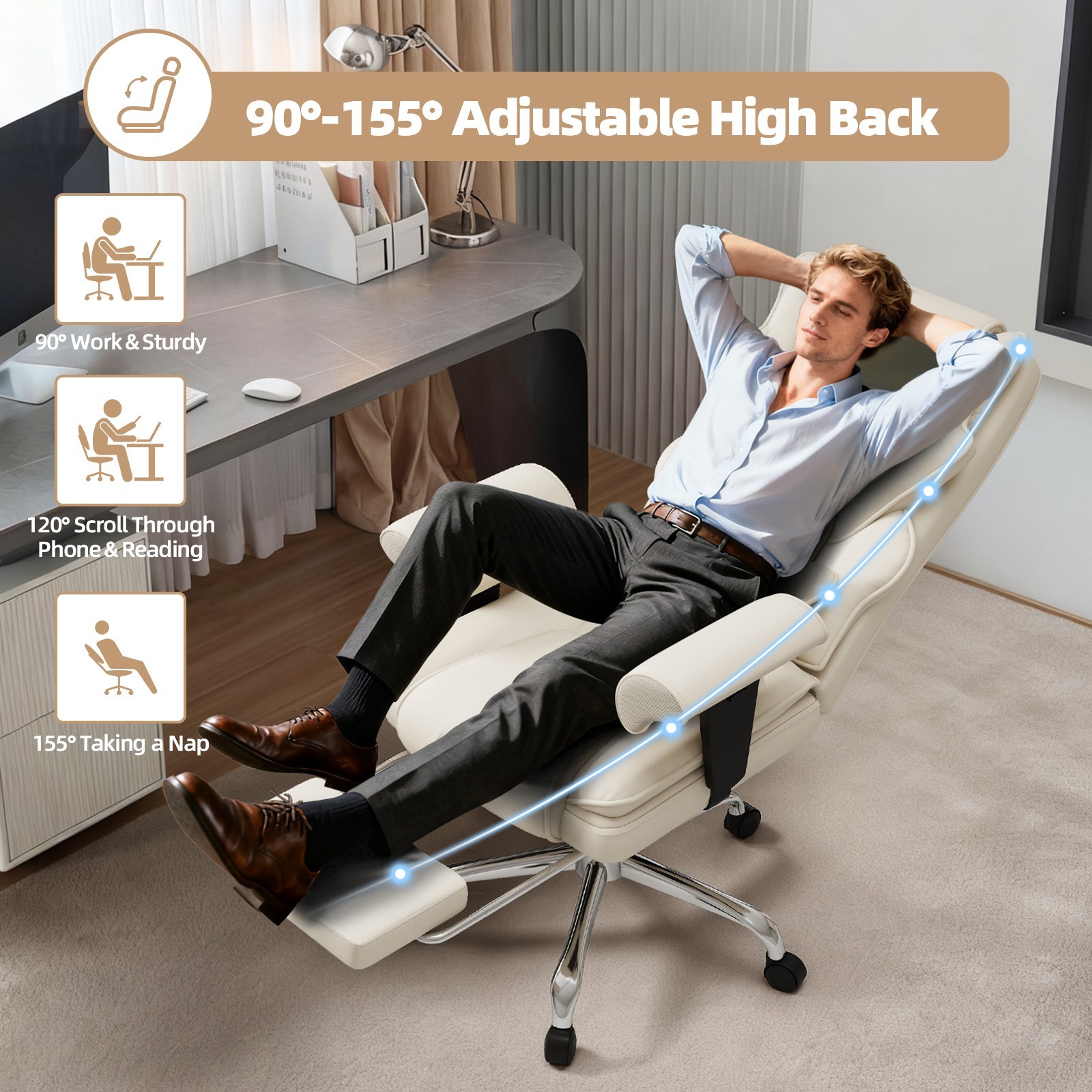 7-Point Massage & Heat Office Chair - High Back Executive Ergonomic Chair