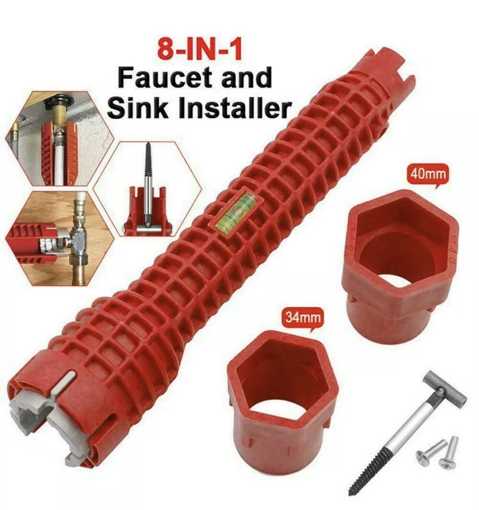 8 in 1 Multi-function Faucet Sink Installer Water Pipe Spanner Wrench.
