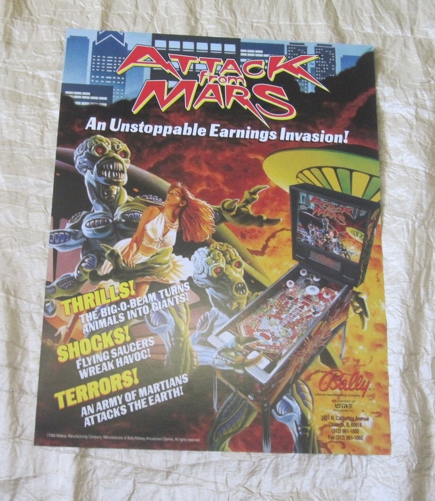 1995 BALLY MIDWAY ATTACK FROM MARS PINBALL FLYER