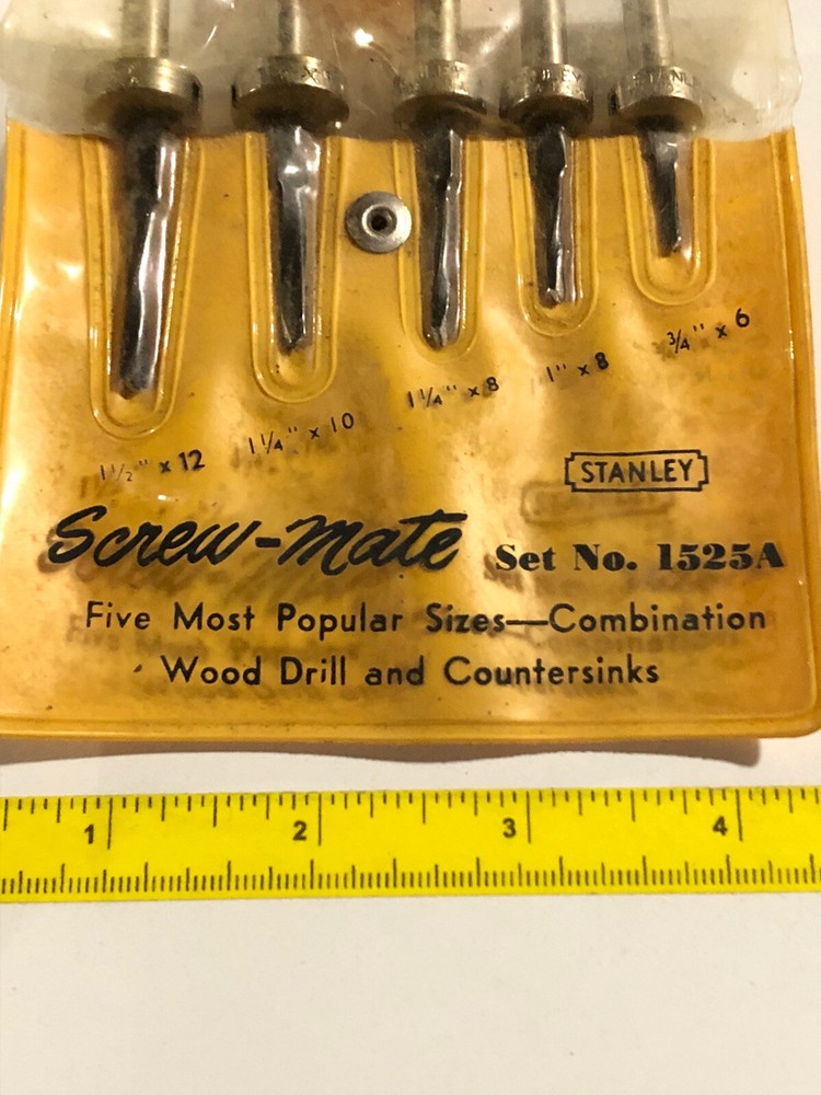 Stanley Screw-Mate Screw-Sink Set Boatbuilder Countersink Drill Bit NOS 1525A