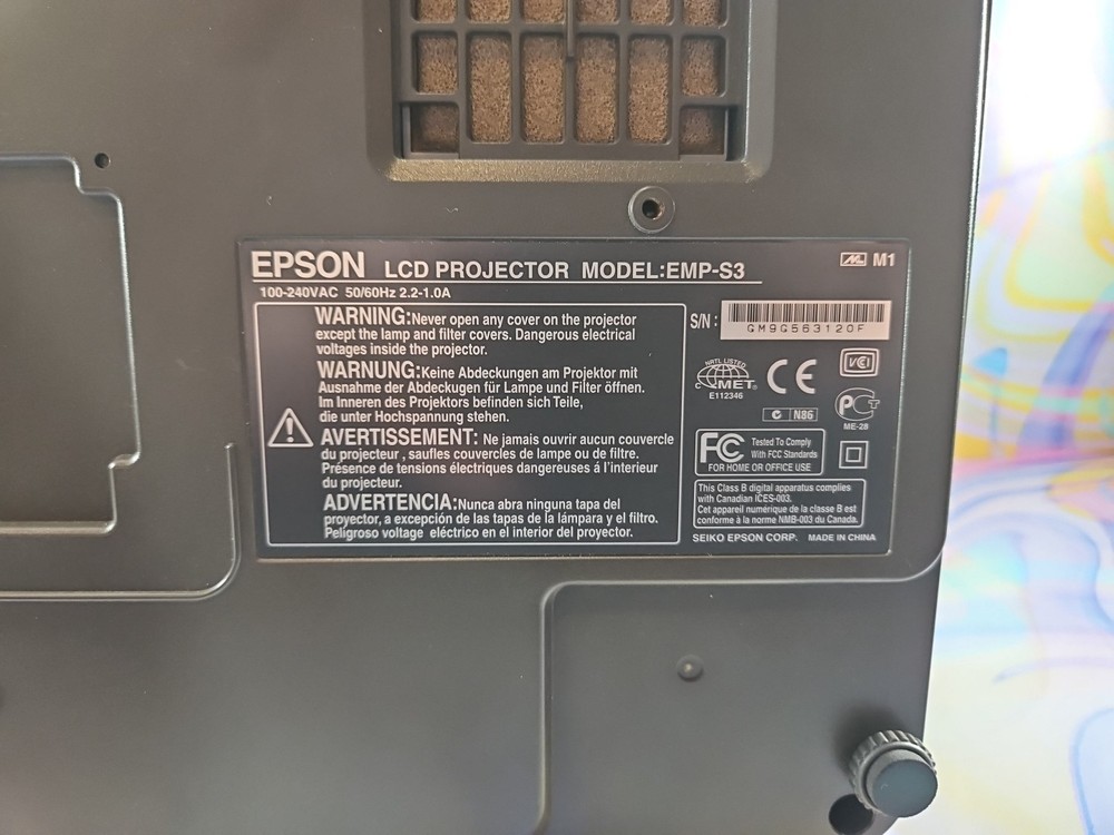 Epson PowerLite LCD Projector EMP-S3 Needs Bulb, With Case + Accessories