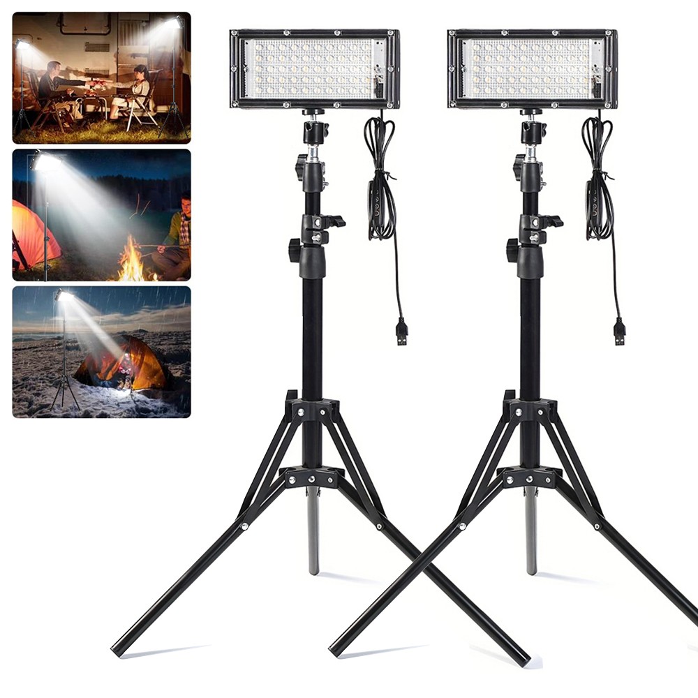 2pcs Adjustable 22000 Lumen LED Work Lights with Foldable Tripod Stand 6500K