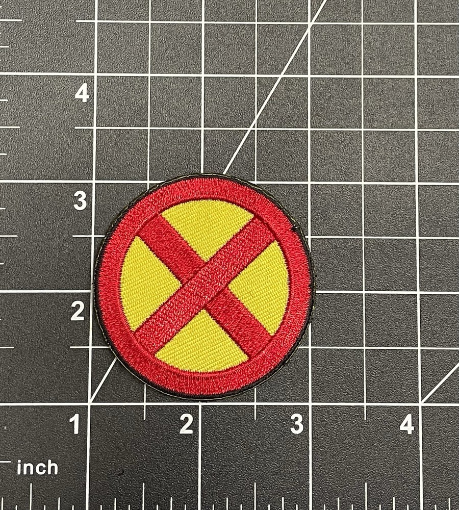 Marvel X-Men X Logo Tactical Morale Patch Hook Loop Backing Yellow Red Hook Loop