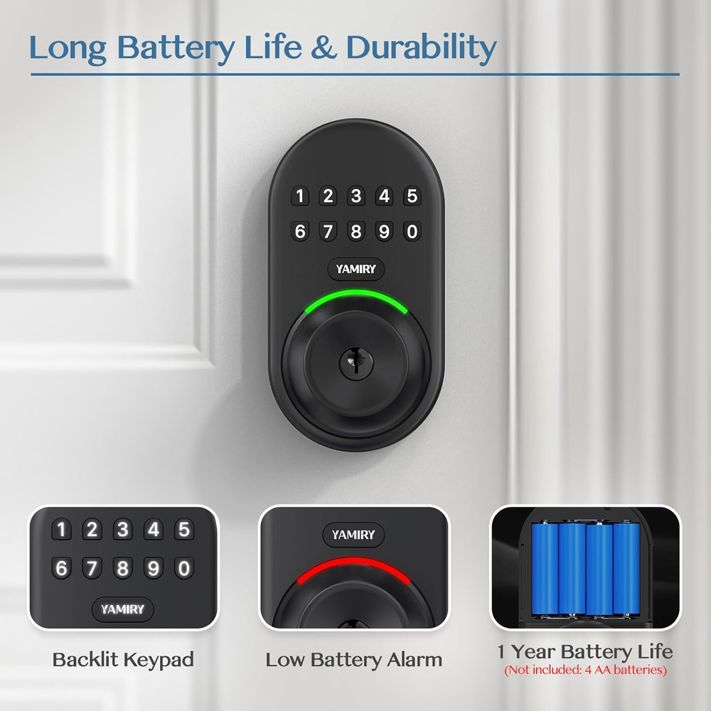 Keypad Smart Door Knob Lock, Keyless Entry Digital Lock with Handle, Electronic