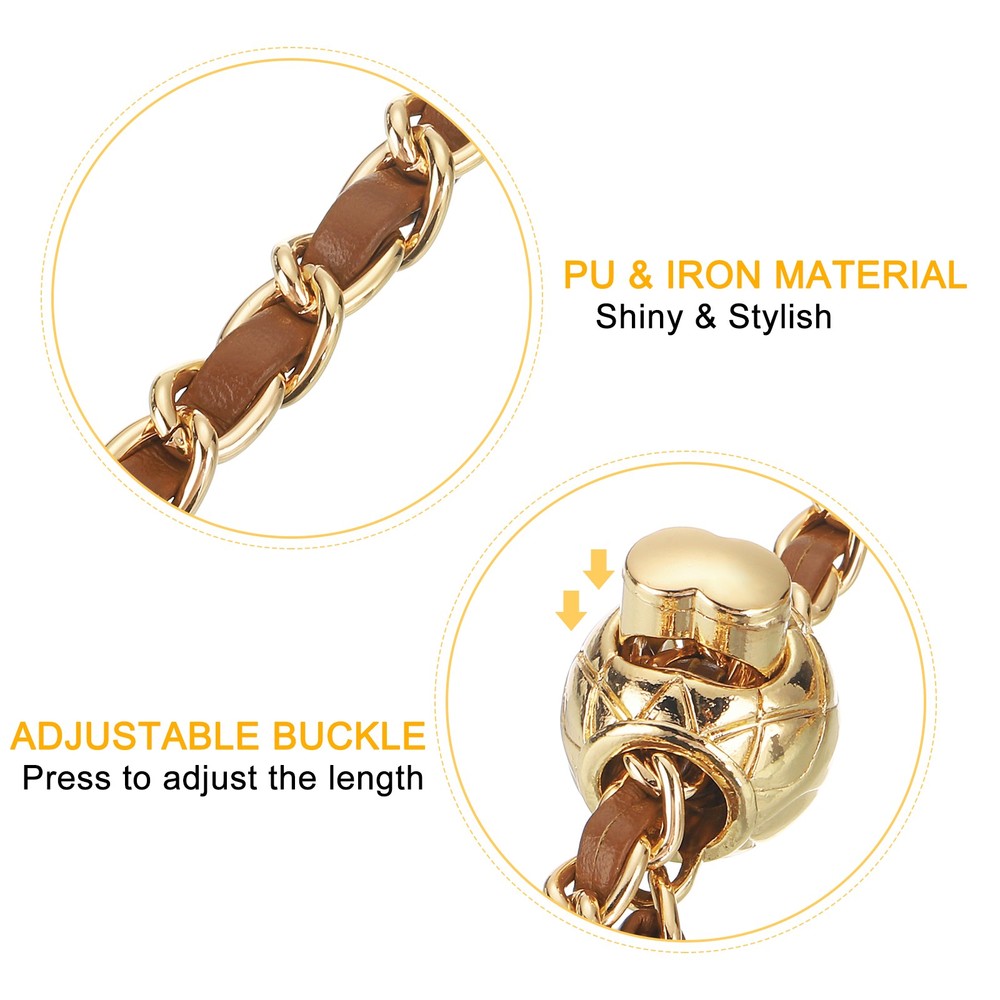 Purse Chain Strap, 53 Inch Adjustable Chains Strap Brown/Light Gold