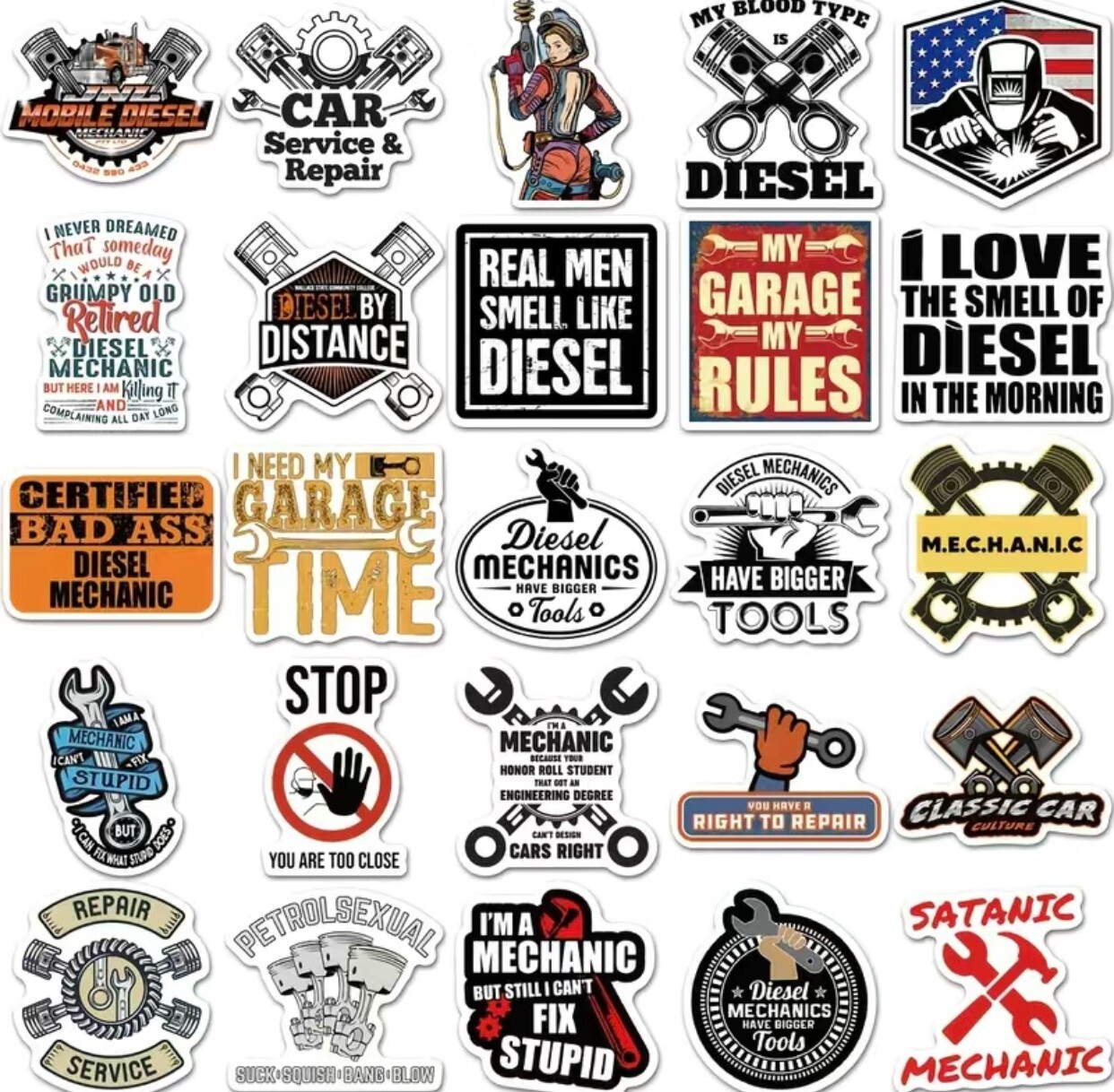 50 Mechanic Stickers Tools Toolbox Car Vehicle Driver Men Funny Meme Lot Bomb