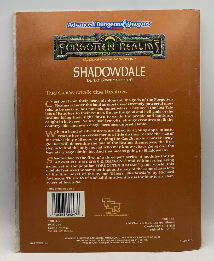 Advanced Dungeons & Dragons- Shadowdale - TSR 9247 - 1989