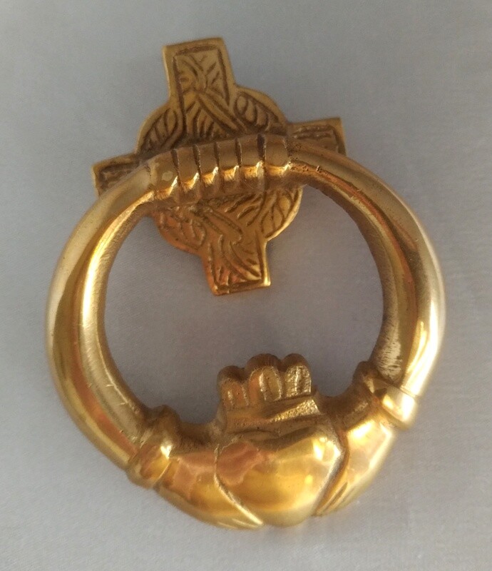 Claddagh Solid Brass Small Celtic Door Knocker (no hardware, never installed)