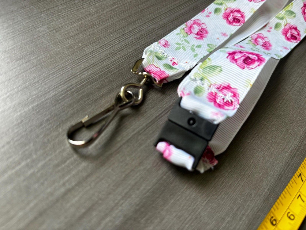 Pink Roses 18” Ribbon Lanyard
