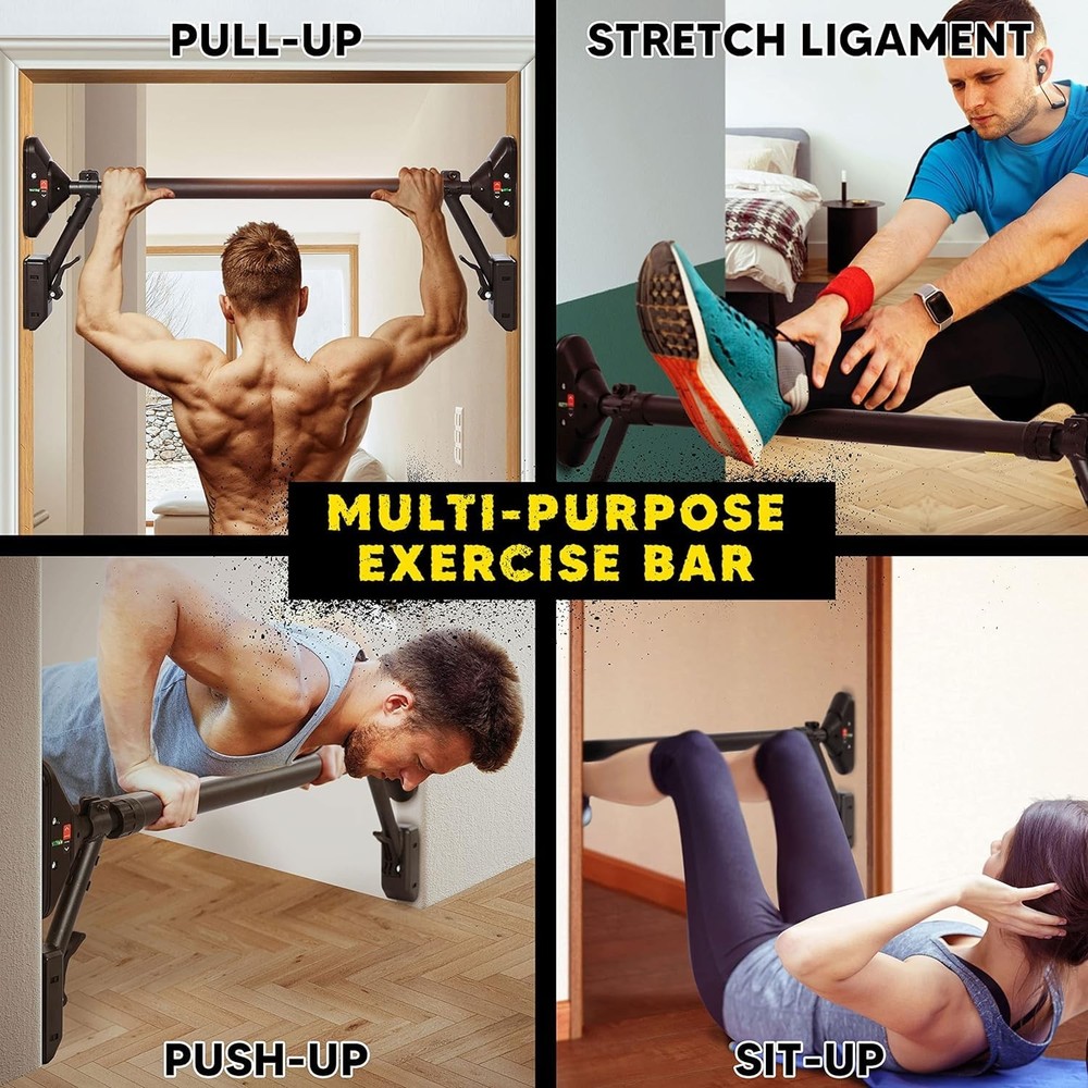 Pull Up Bar Chin Upper Body Workout Dual Security Locking TwoWay Support Gym