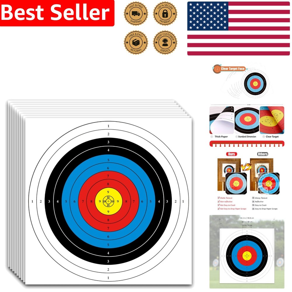 Durable 20 Pcs Archery Paper Targets for Backyard Practice - Clear Visibility