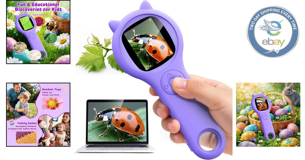 Handheld Kids Microscope - 200x Magnification & 2-Inch IPS Screen for STEM Fun