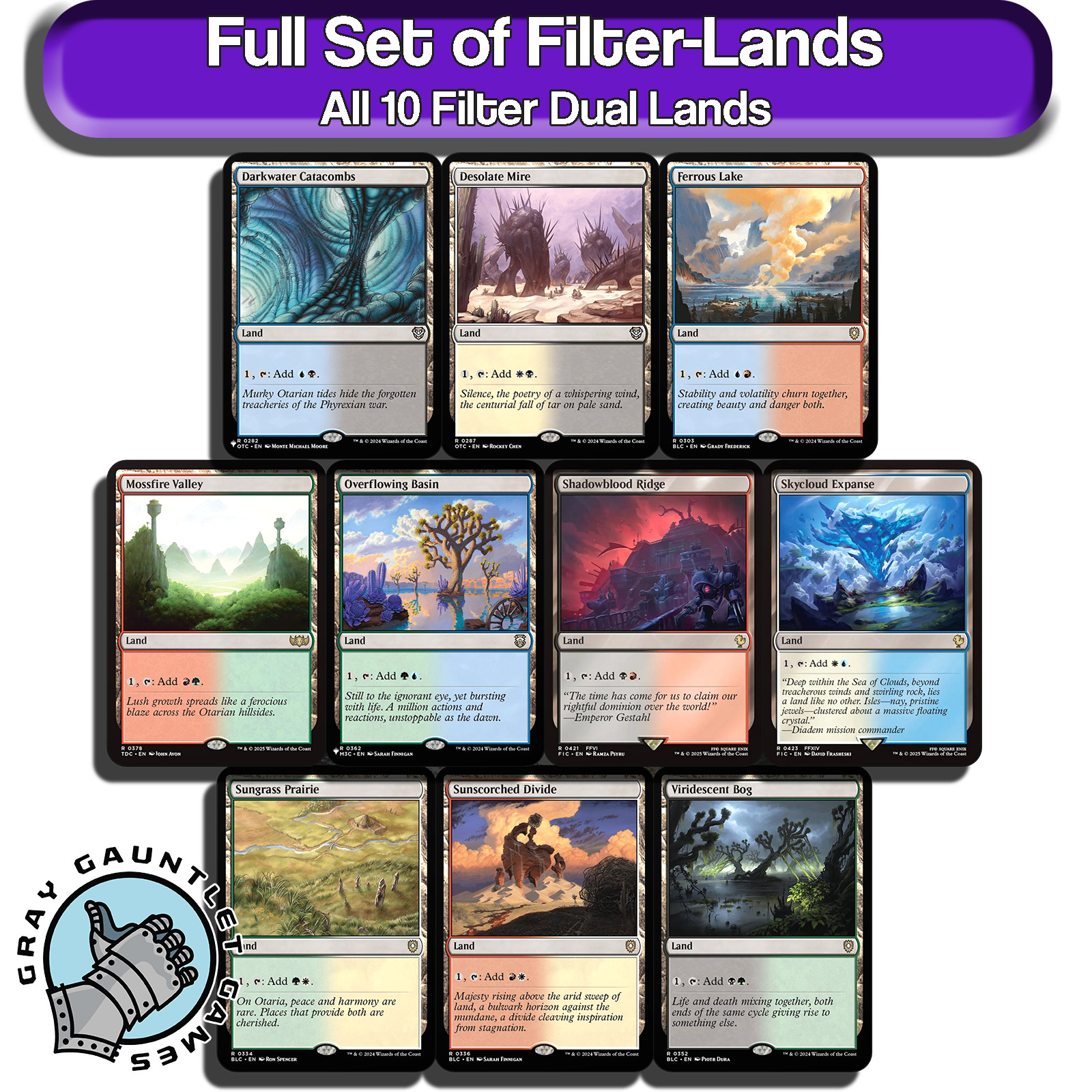 Filter Lands MTG Dual Lands Full Set All 10 Rare Untapped Magic Commander EDH NM