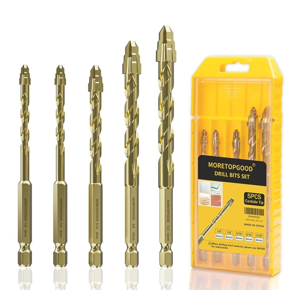 Masonry Drill Bit Set for Ceramic Tile, Concrete Drill Bit with Tungsten Carb...