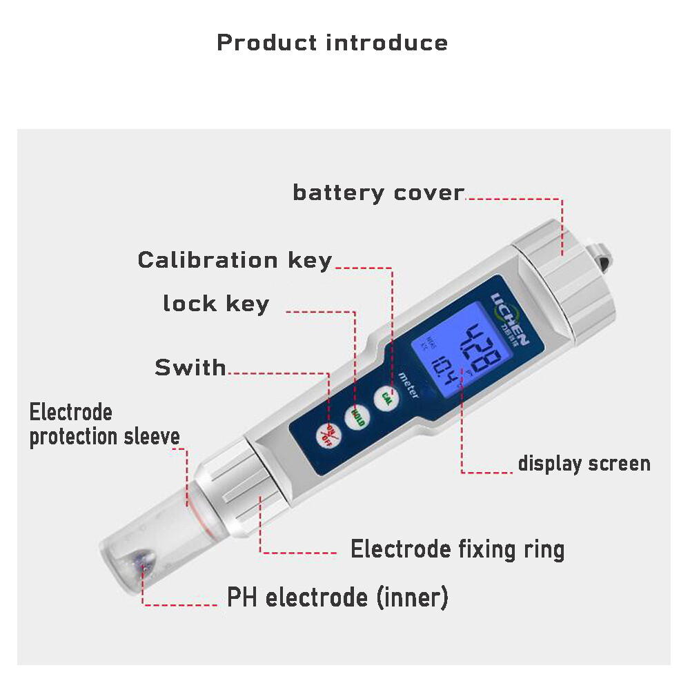 PH-100B accuracy 0.01 Digital Waterproof PH Meter Lab Test Pen w/ electrode