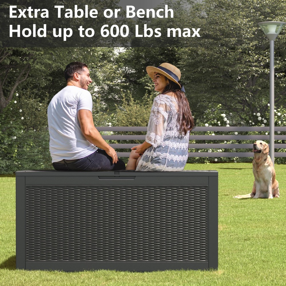 100 Gallon Deck Box Lockable Resin Outdoor Storage Waterproof