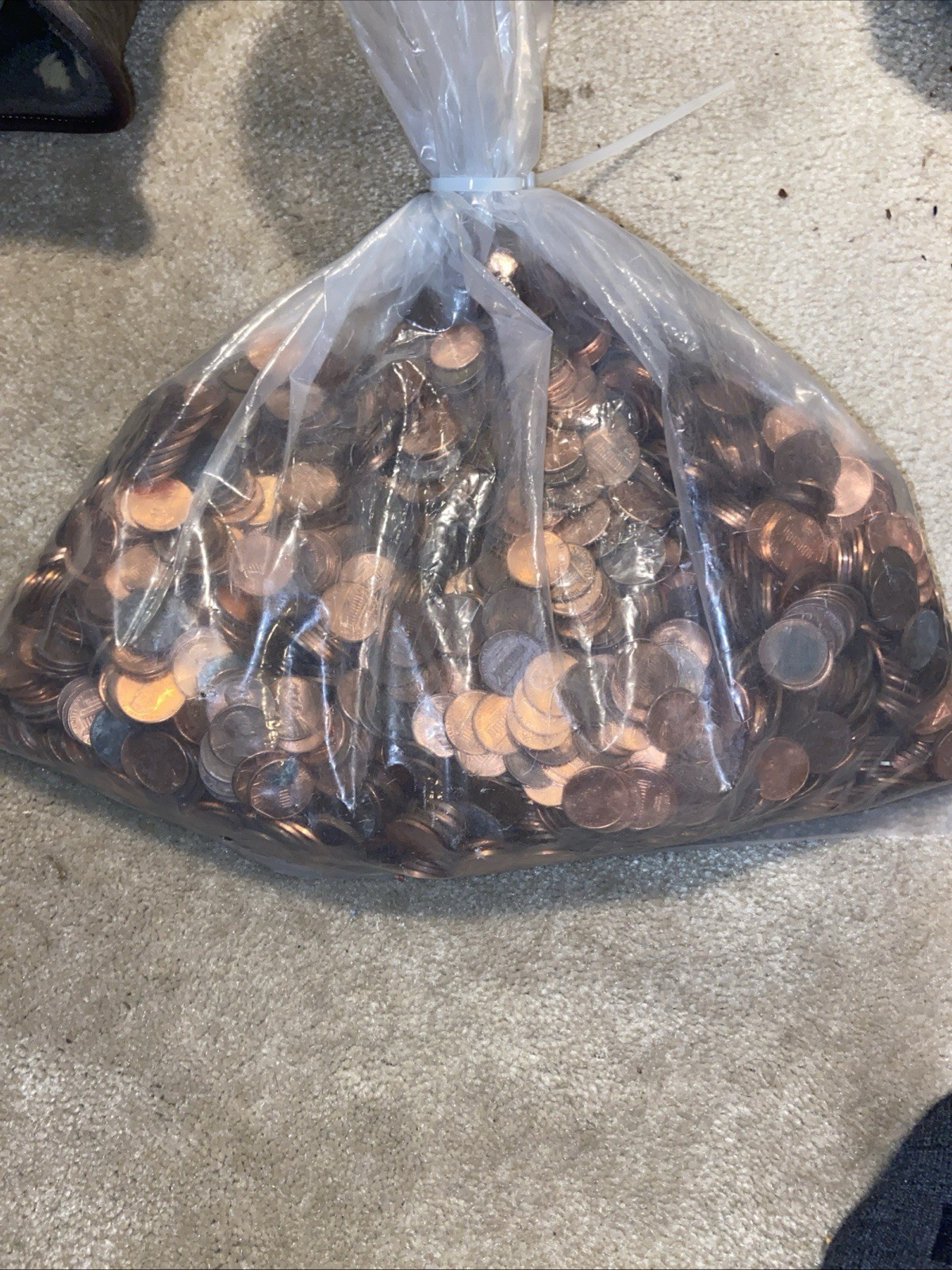 BAG OF PENNIES UNSESRCHED COPPER AND REGULAR CENT COINS FROM LOCAL CASINO
