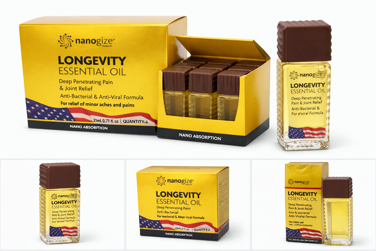 Nanogize Health Longevity Essential Oil 21mL / 0.71oz Deep Penetrating- Box of 6