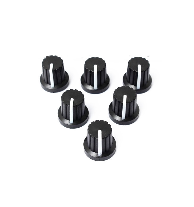 5 Pcs 6mm Shaft Hole Dia Plastic Threaded Potentiometer Knobs Caps NEW