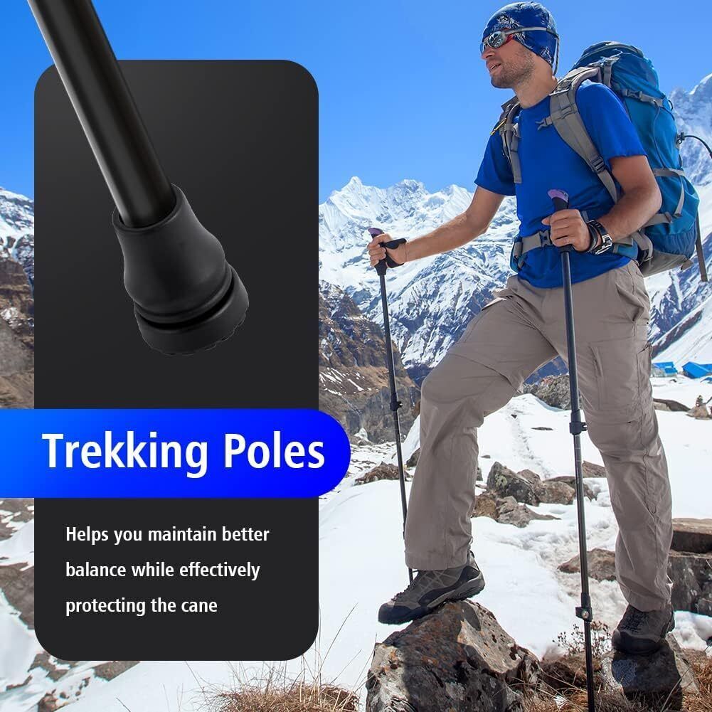 4-Pack Rubber Cane Tips 3/4 Inch Heavy Duty Walking Cane Tips Black Sturdy