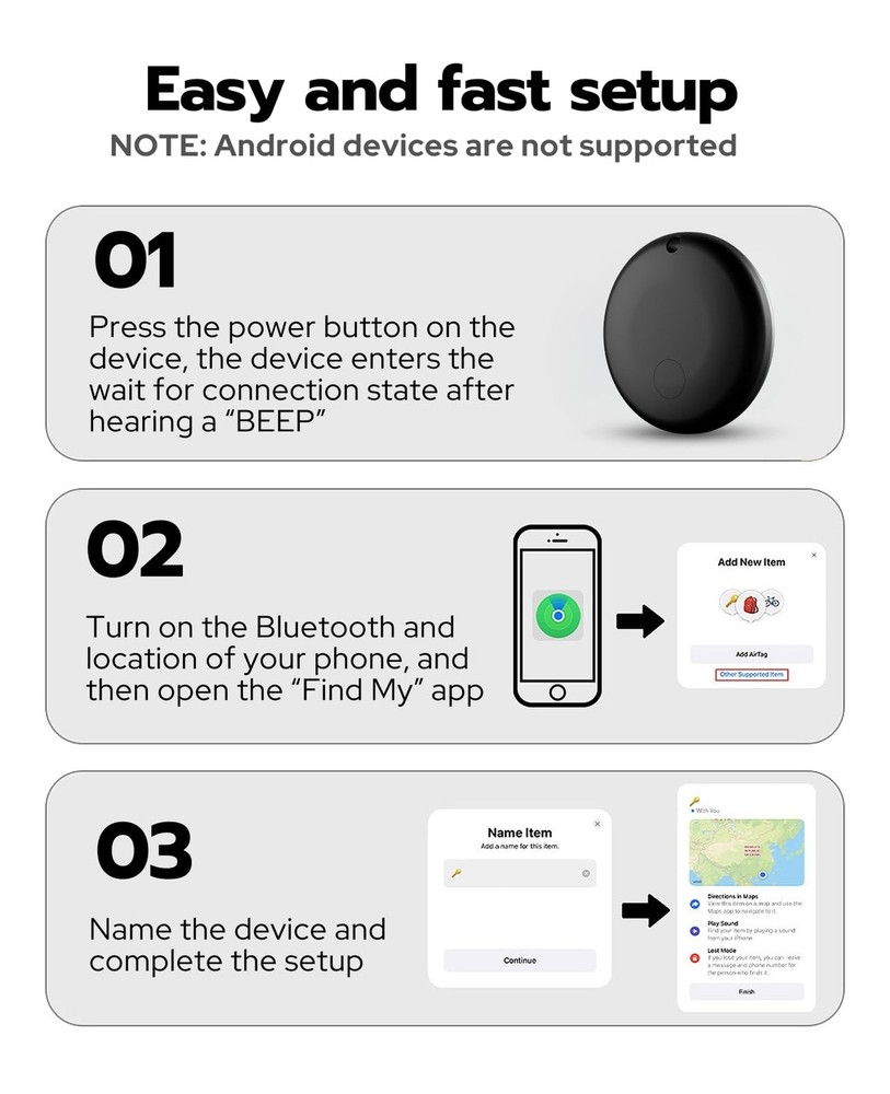 Mini Air Tags Smart Tracker Work with Apple Find My (iOS Only) 2-Pack, IP67 W...