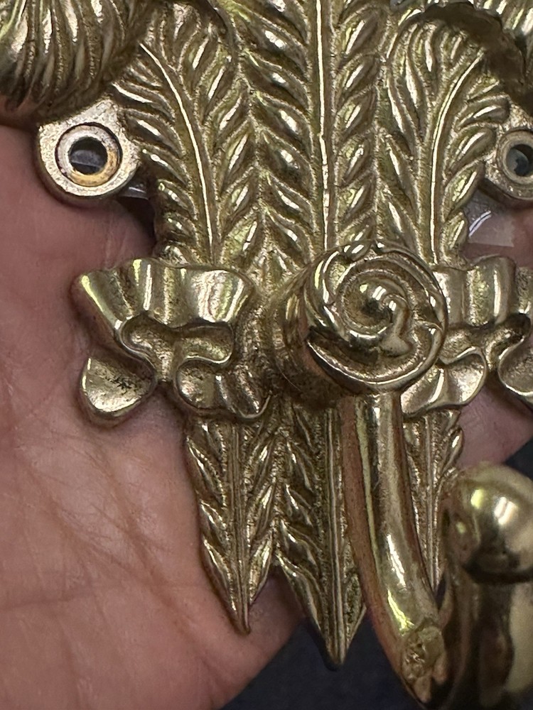 Vintage Solid Brass Plume Intricate Coat Hook