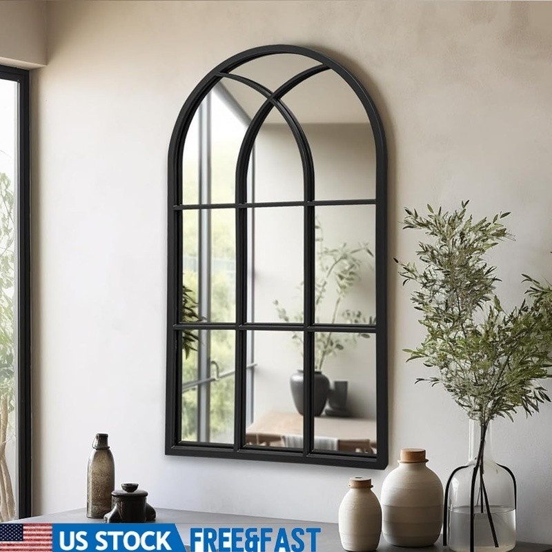 Arched Bathroom Mirror Decorative Iron Frame Explosion-Proof Easy Installation