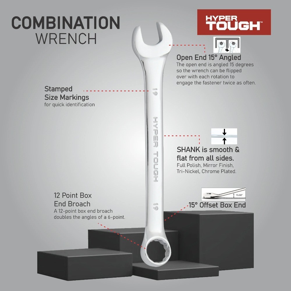 12-Piece Metric Combination Wrench Tool Set, Hand Tools