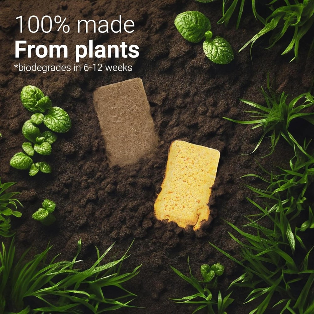 bioGo White 12 Pack Biodegradable Kitchen Sponge - Eco-Friendly, Compostable,...