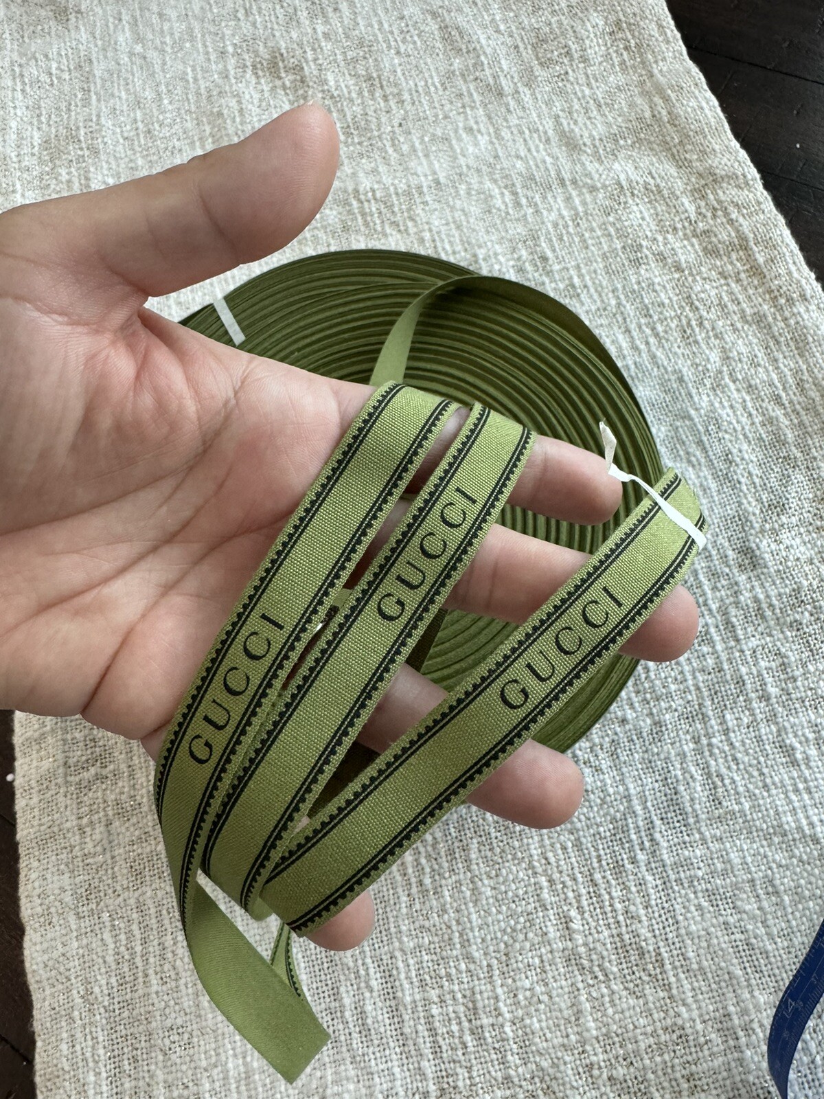 Authentic GUCCI Ribbon Green With Logo 100 Meters (120 Yards) Roll x 16mm NEW