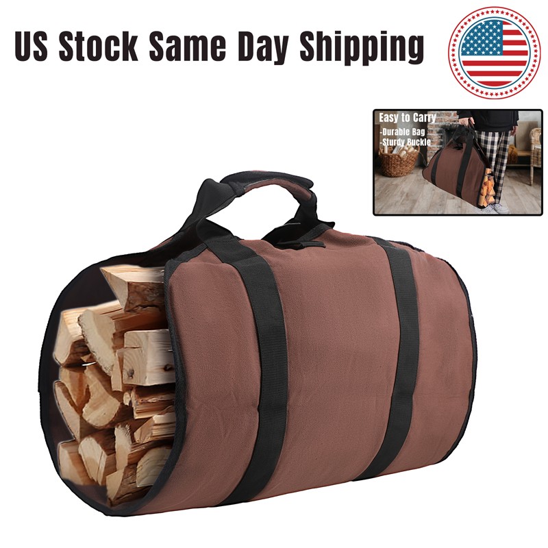 Waterproof Firewood Log Carrier Bag Camping Canvas Bag for Outdoor Carrying Wood
