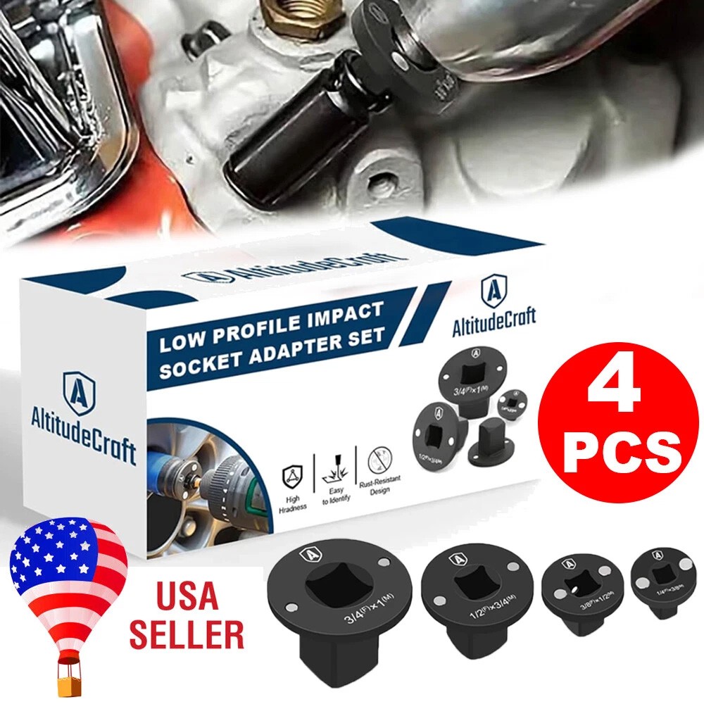 Low Profile Impact Socket Adapter Set Drive Ratchet Adapter Set for Tight Spaces