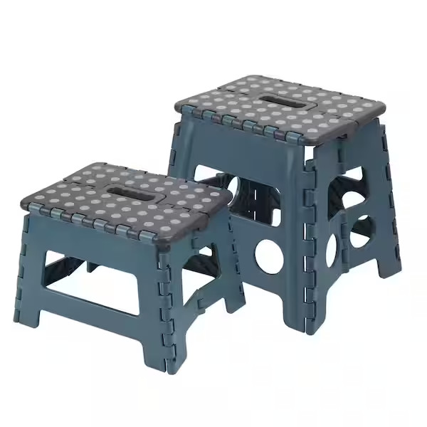 8.5" and 12.5" Foldable Step Stool Anti-Slip Rubber Dot, 2 Plastic Folding Step