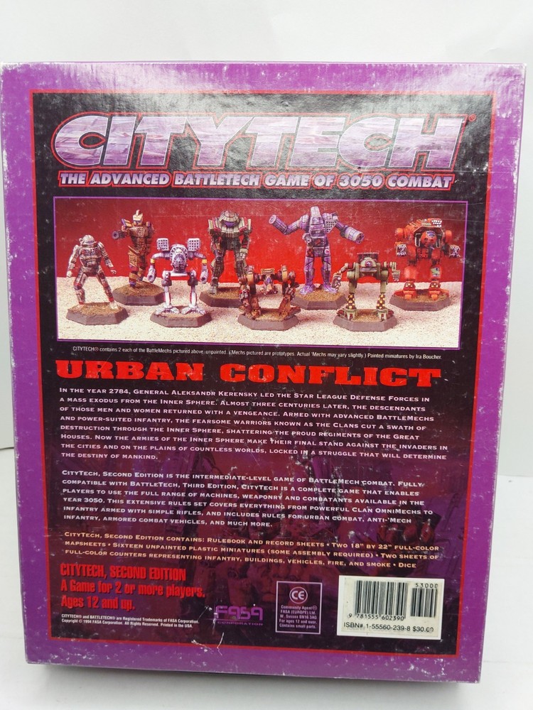 Citytech Advanced Battletech Game Second Edition FASA 1994 BOX ONLY