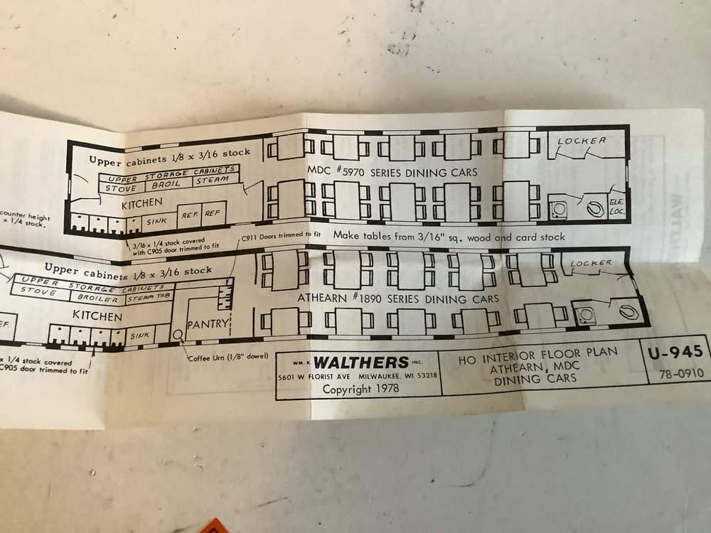 HO 1:87: Walters 933-950 MDC/ATH Dinner Interior as found