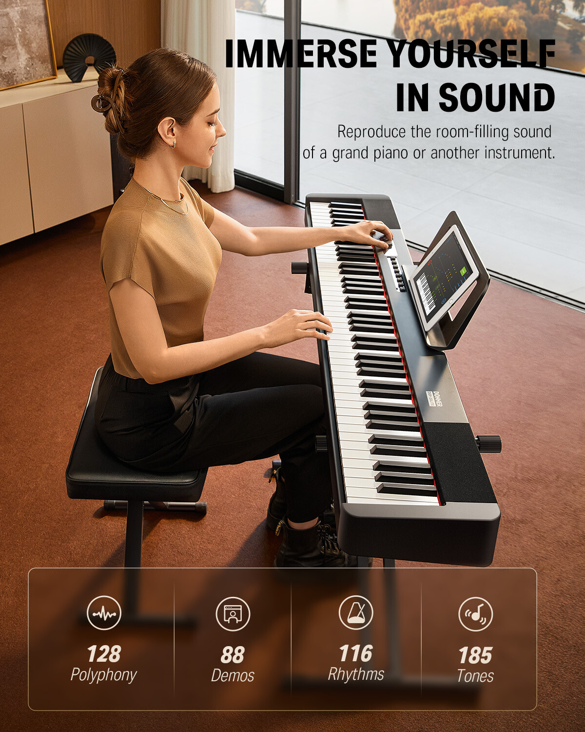 Donner DEP-20 Lite 88-Key Weighted Digital Piano with Stand