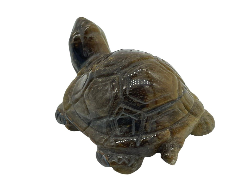 Stone Turtle Figurine Tortoise Shell Miniature Brown Abstract Art