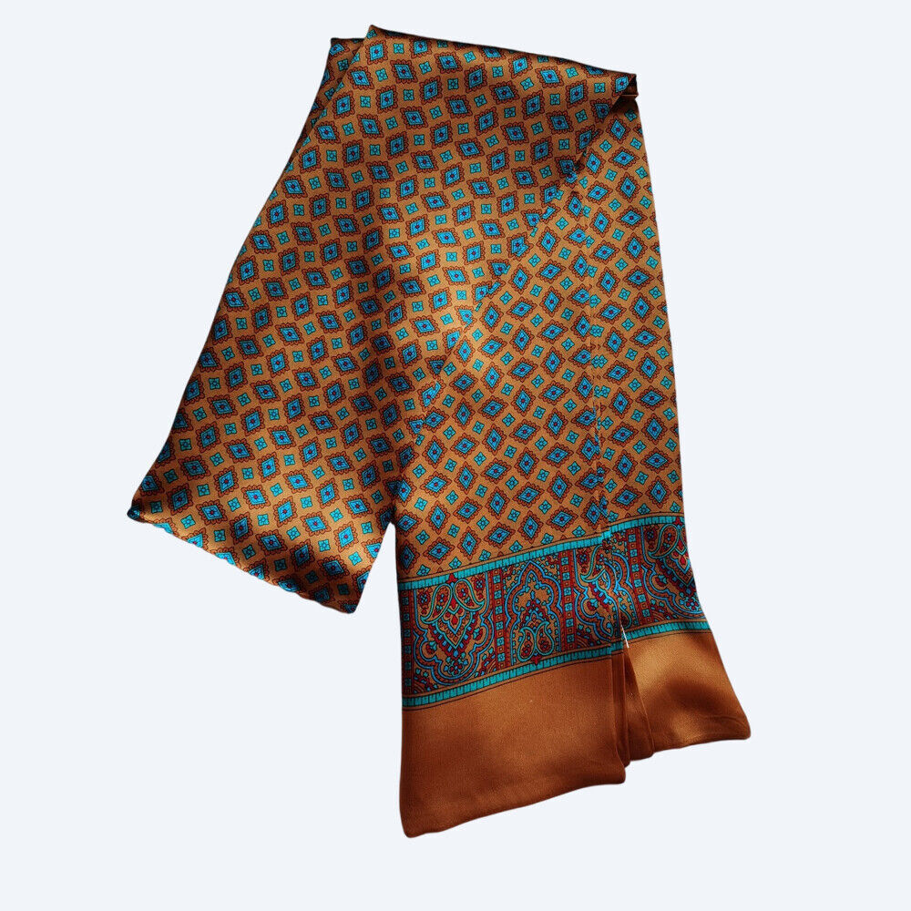 Men's 100 Pure Silk Scarf Neckerchief Long Double Layer Cravat Business Casual