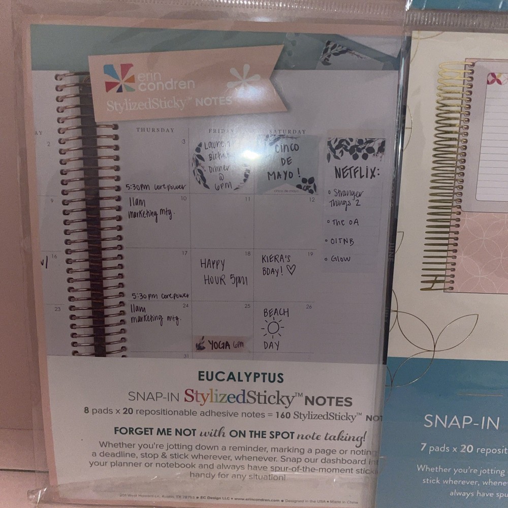 Erin Condren Snap-in Sticky Notes & Sticky Notepad Dashboard Eucalyptus- Circles