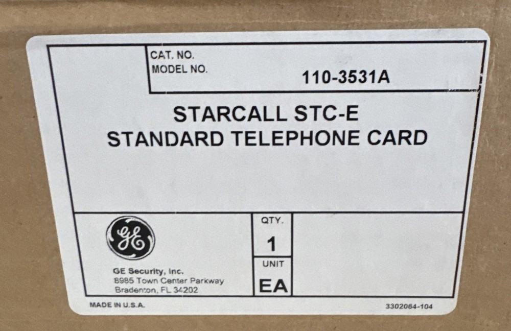 Dukane/GE Security STARCall Intercom Std Telephone Card 110-3531A STC-E