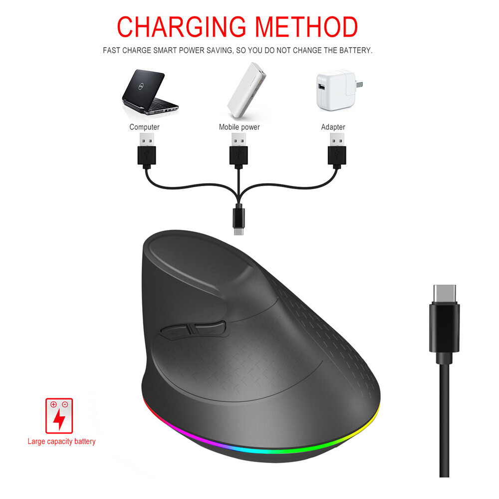 Vertical Mouse Ergonomic 2.4GHz and dual 5.1 Bluetooth-compatible Wireless