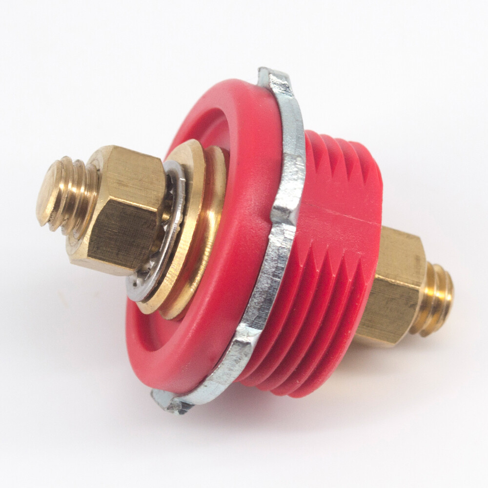 Red Battery Terminal Bulkhead Feed-Thru Panel Positive Connector Post 3/8" Stud