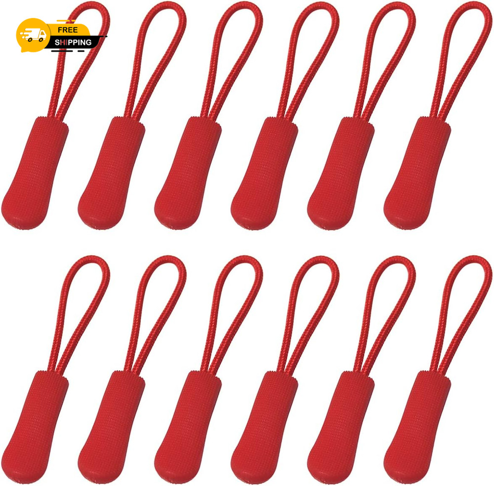 20PCS Bright Zipper Puller Helper Red Nylon Pulls Tab for Backpacks