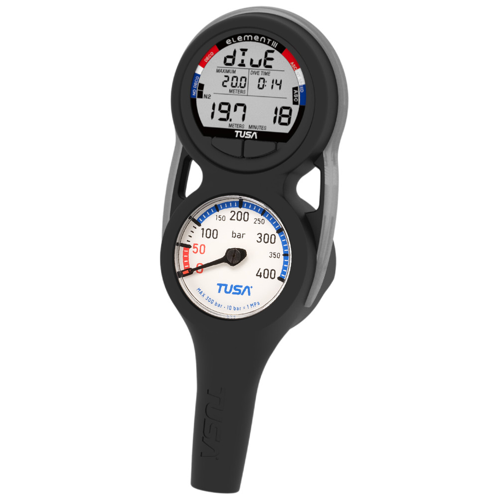 Tusa Element III 3 Gauge Scuba Dive Computer Console Air Nitrox Backlit Display