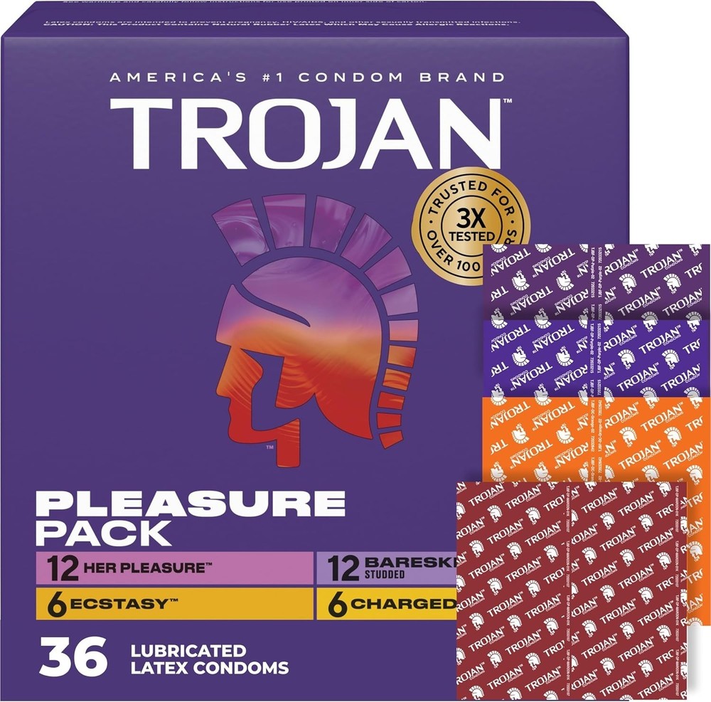Trojan Pleasure Pack Assorted Condoms for Men, 36 Count