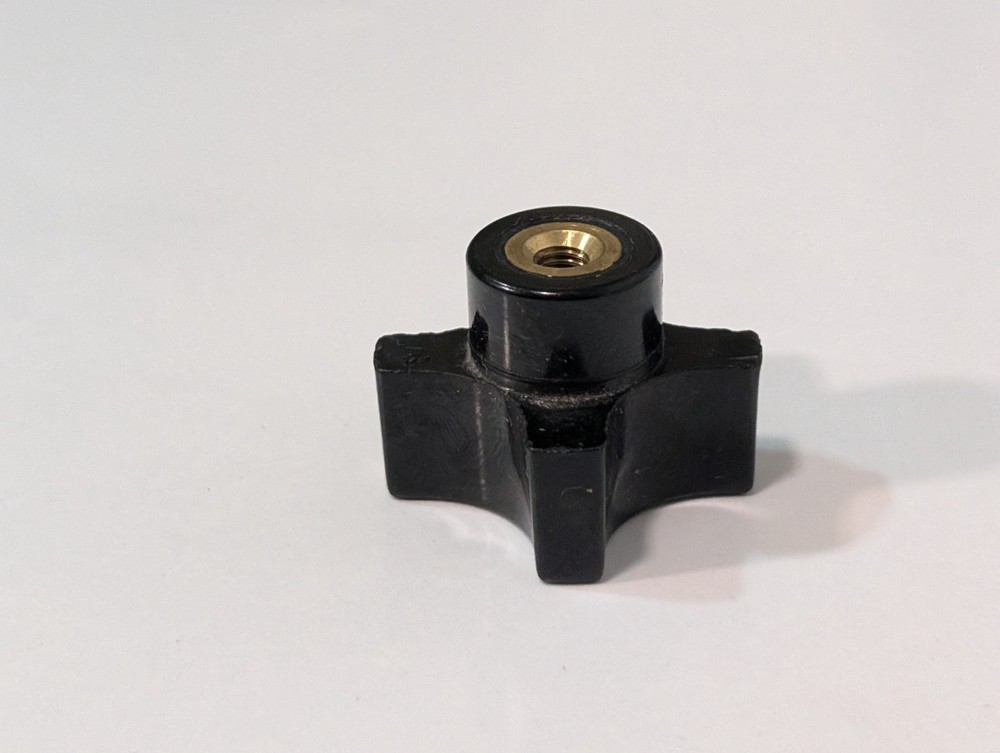 Lot of 70: 4-Prong Industrial 1" Black Control Knobs with Threaded Brass Inserts