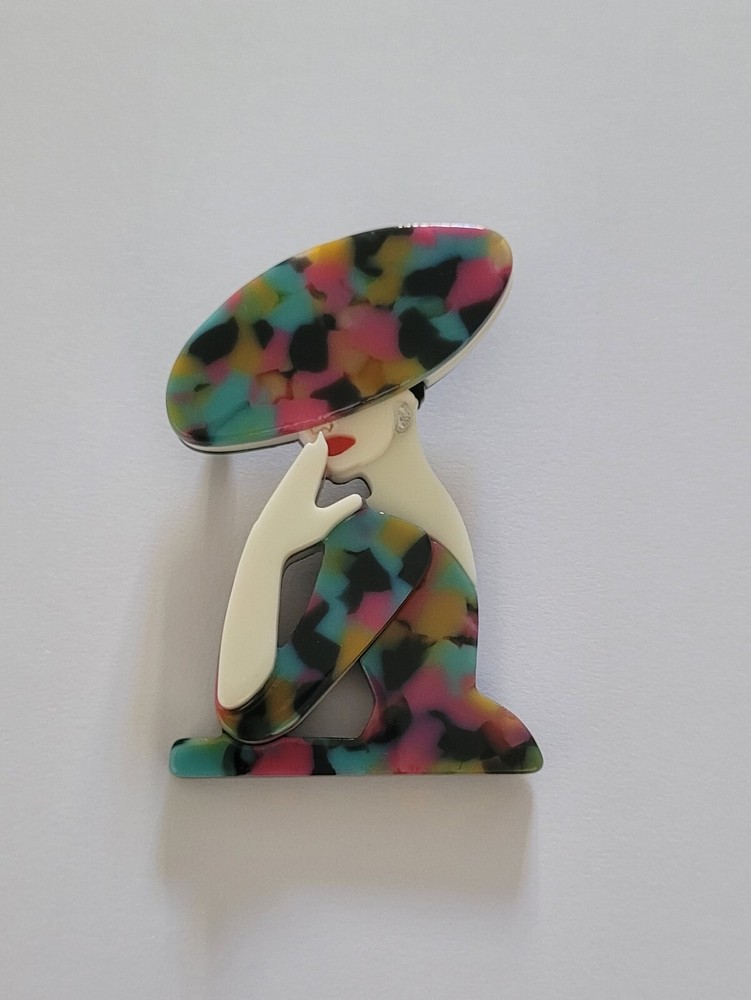 Acrylic lady Multicoloured brooch